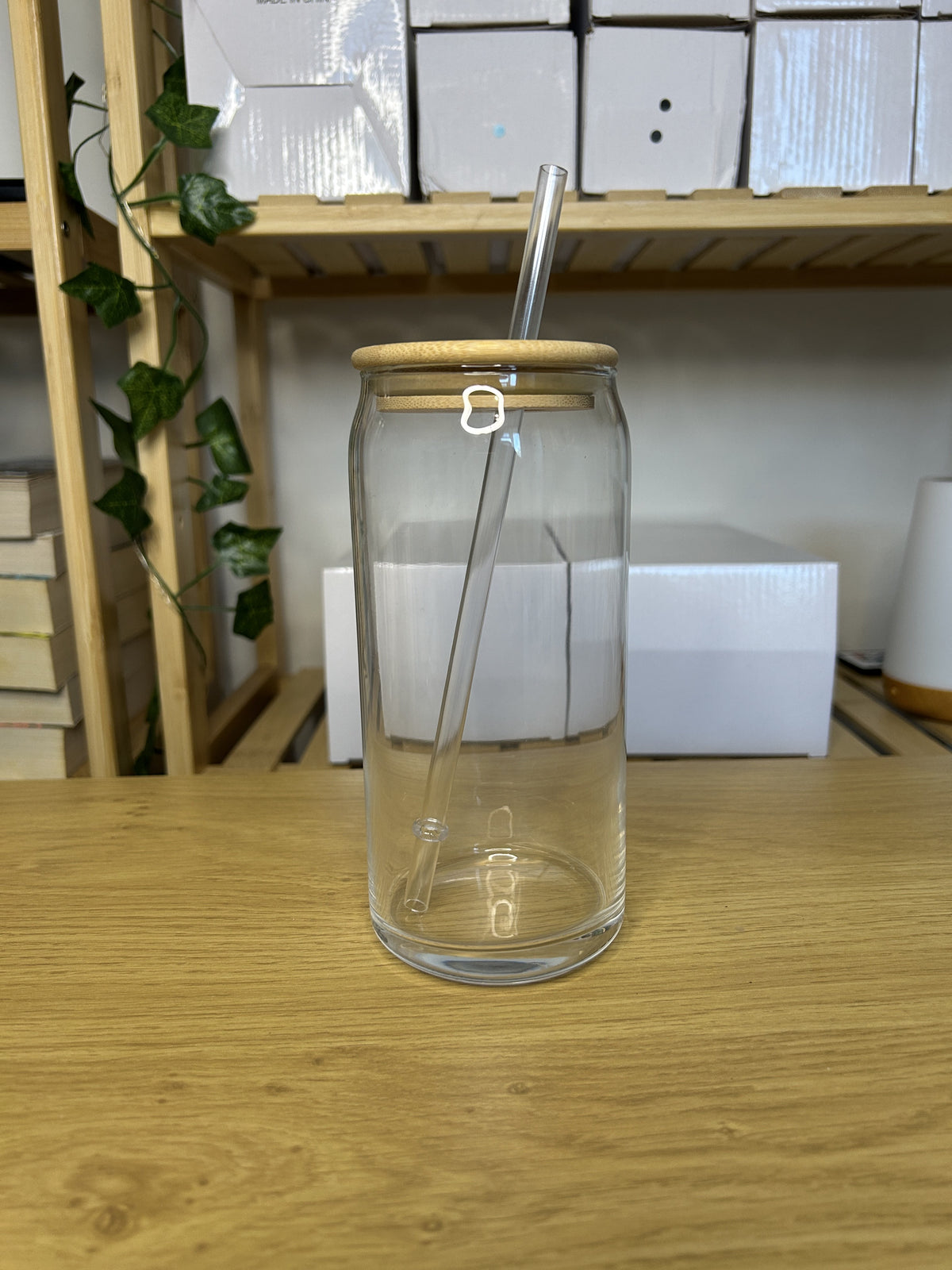 Clear Glass Can Bamboo